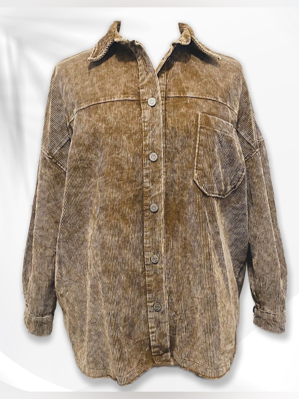 Zenana Corduroy Button-Down Shirt Jacket XL